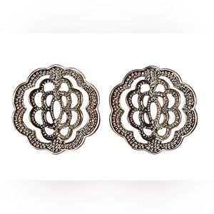 Vintage AVON 1970s Textured Dimensions Silver Earrings